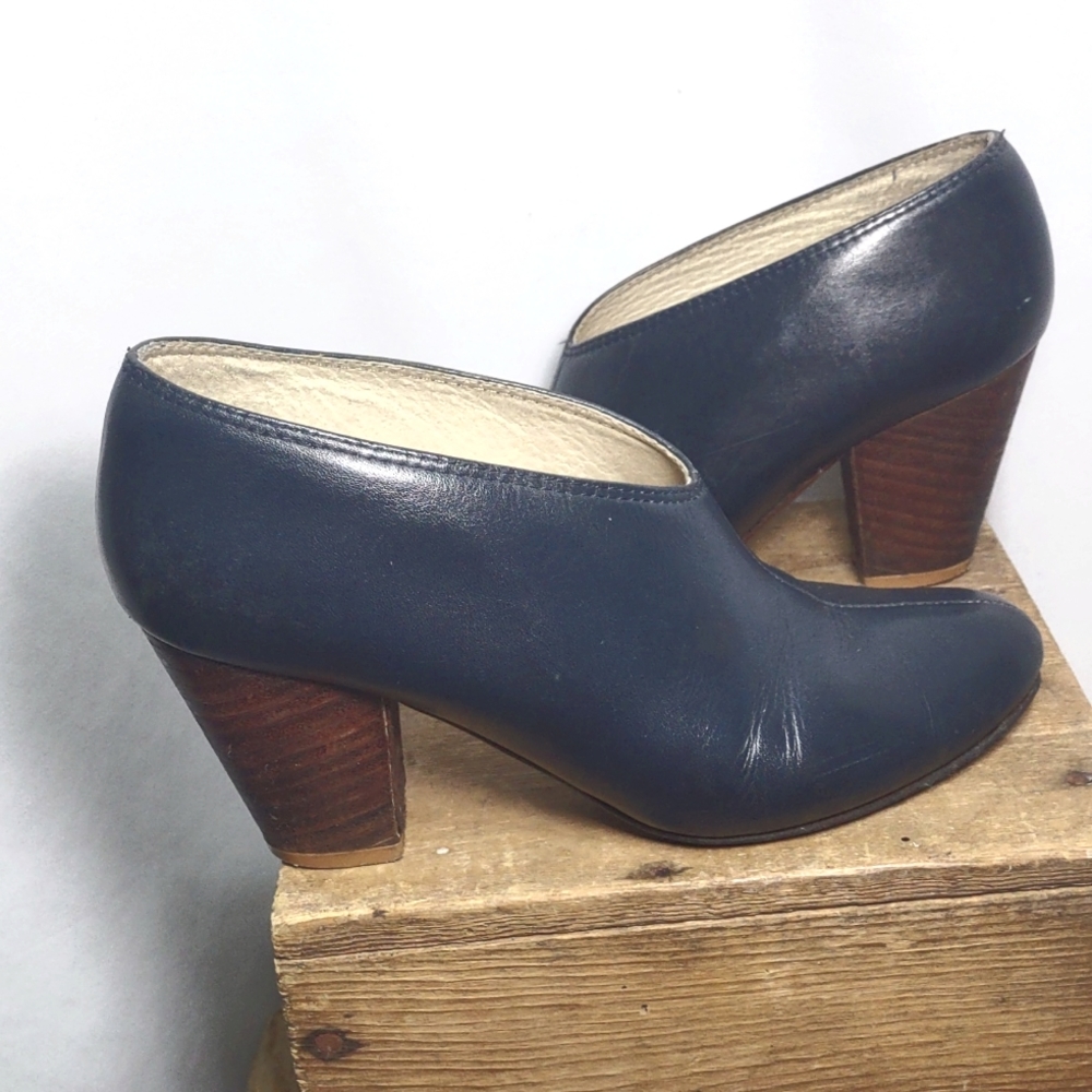 Fortress of Inca handmade in Peru Navy blue and wood (look) heels